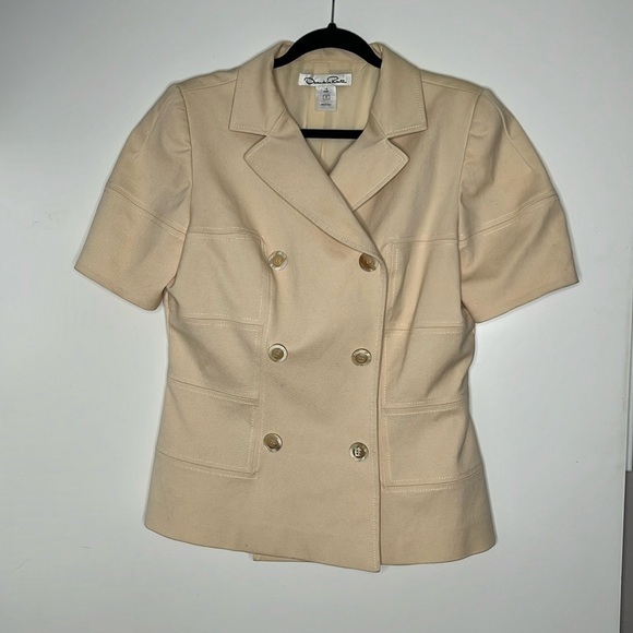 Oscar de la Renta Sz 12 Short Sleeve Snap Button Double Breasted Jacket - Picture 4 of 10